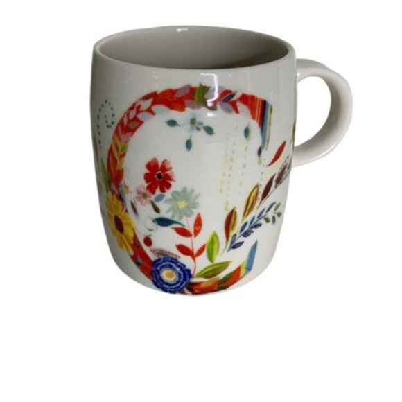 Anthropologie Petal Palette Monogram "C" Floral Mug Designer Starla M. Halfmann - Picture 1 of 7
